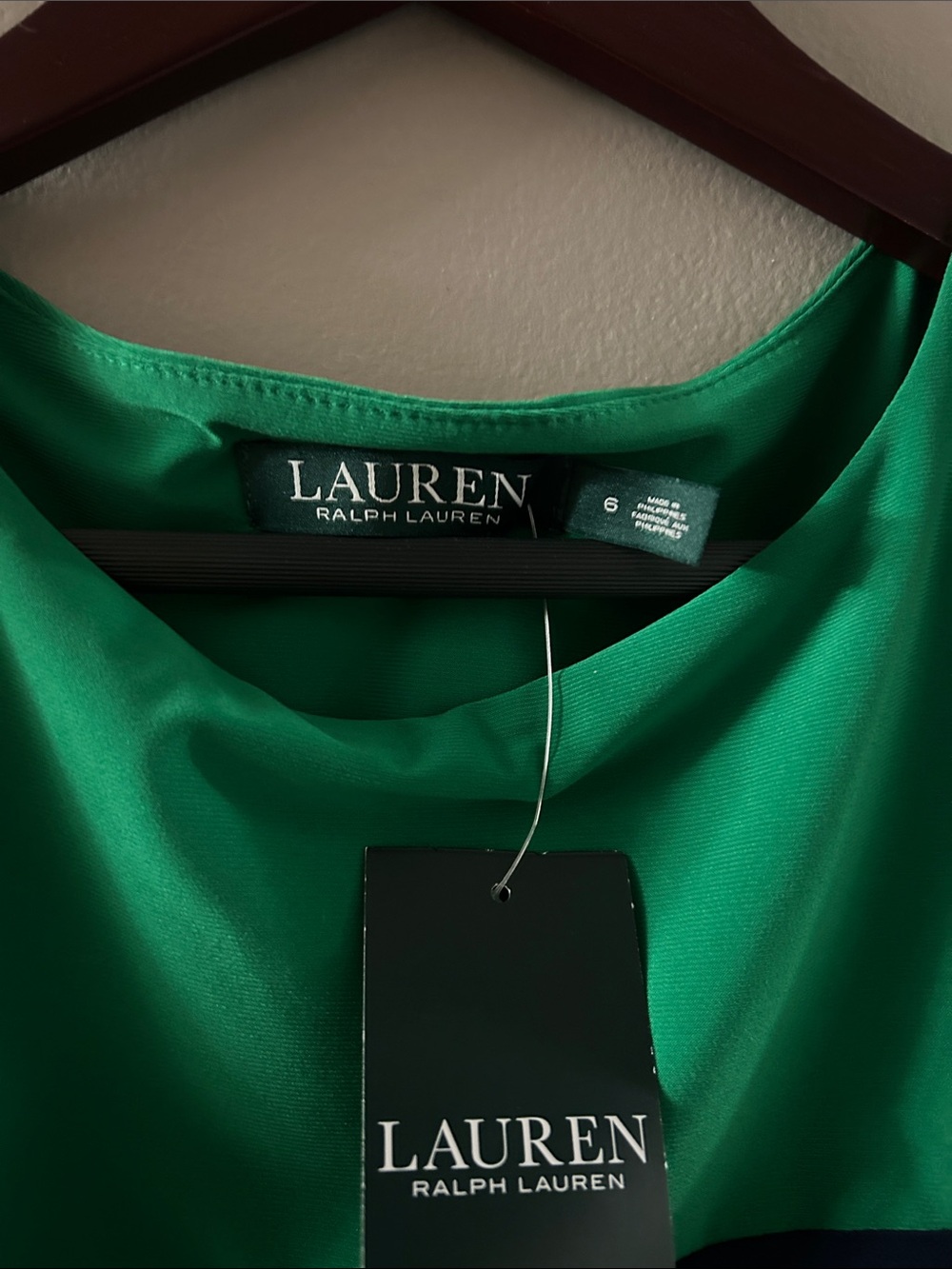 Ralph Lauren Sleeveless Colorblock Sheath Dress in Green and Navy - Picture 3 of 4